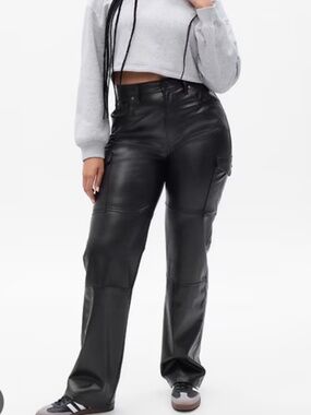 GAP Black Leather Cargo Pants